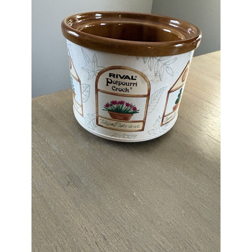 Vintage Rival Potpourri Crock Electric Simmer Pot Botanicals Herb Garden Cottage